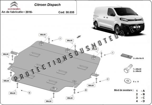 Cache sous moteur et de la boîte de vitesse Citroen Dispatch