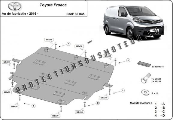 Cache sous moteur et de la boîte de vitesse Toyota Proace