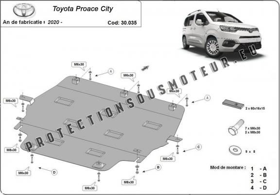 Cache sous moteur et de la boîte de vitesse Toyota Proace Verso