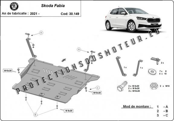 Cache sous moteur et de la boîte de vitesse Skoda Fabia