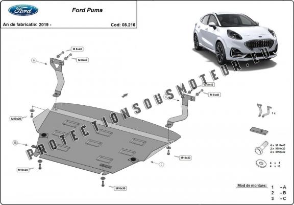 Cache sous moteur et de la boîte de vitesse Ford Puma