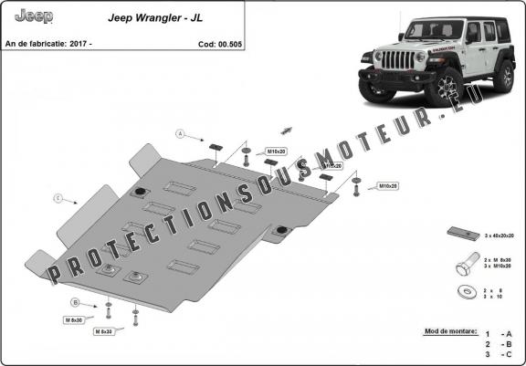 Cache de protection de la boîte de vitesse Jeep Wrangler - JL