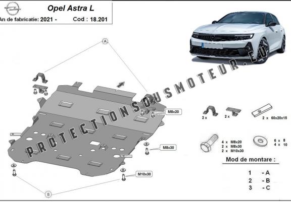 Cache sous moteur et de la boîte de vitesse Opel Astra L