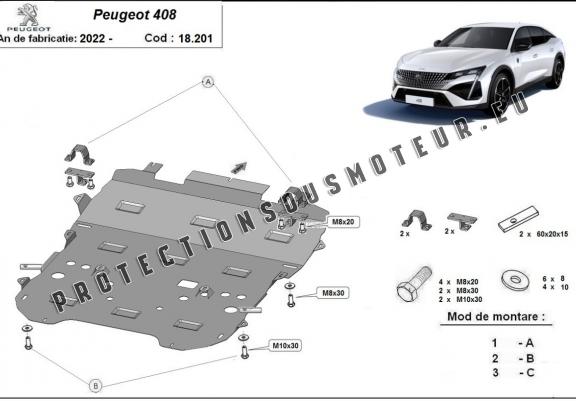 Cache sous moteur et de la boîte de vitesse Peugeot 408