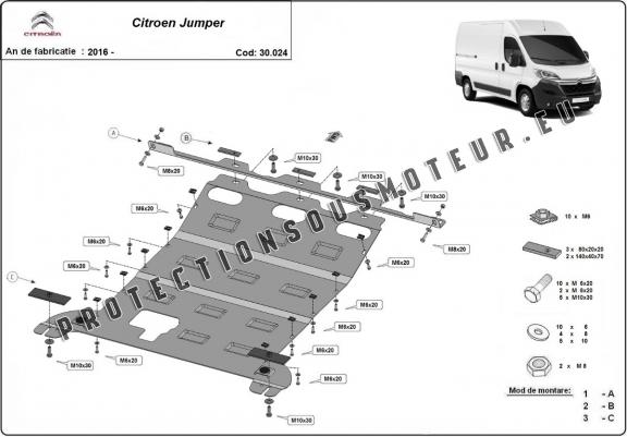 Cache sous moteur et de la boîte de vitesse Citroen Jumper