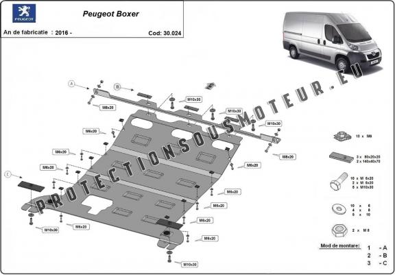 Cache sous moteur et de la boîte de vitesse Peugeot Boxer