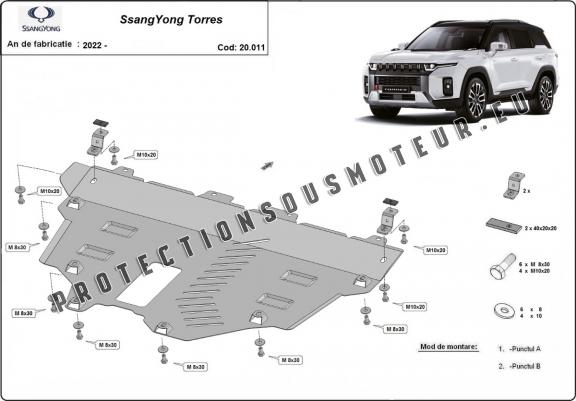 Cache sous moteur et de la radiateur Ssangyong Torres