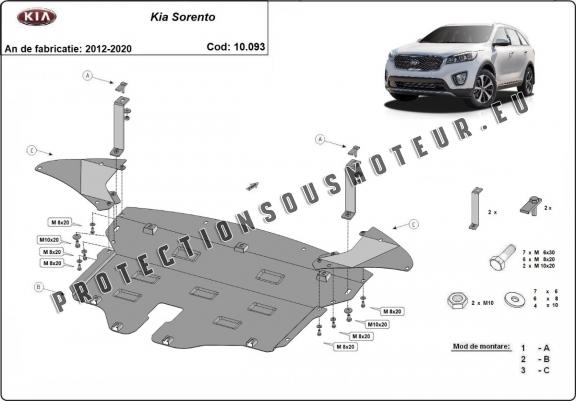 Cache sous moteur et de la boîte de vitesse Kia Sorento