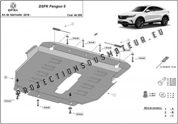 Cache sous moteur et de la radiateur Dfsk Fengon 5