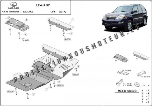 Cache Sous Moteur Lexus GX - Aluminium