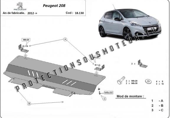 Cache sous moteur et de la boîte de vitesse Peugeot 208