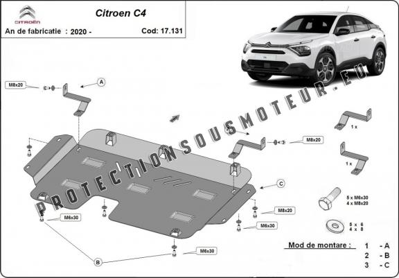 Cache sous moteur et de la boîte de vitesse Citroen C4