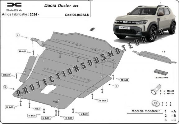 Cache sous moteur et de la boîte de vitesse Dacia Duster Aluminium- 4x4