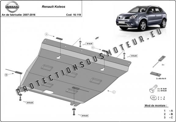 Cache sous moteur et de la boîte de vitesse Renault Koleos - Vers 2.0