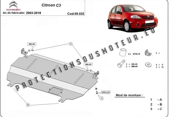 Cache sous moteur et de la boîte de vitesse Citroen C3