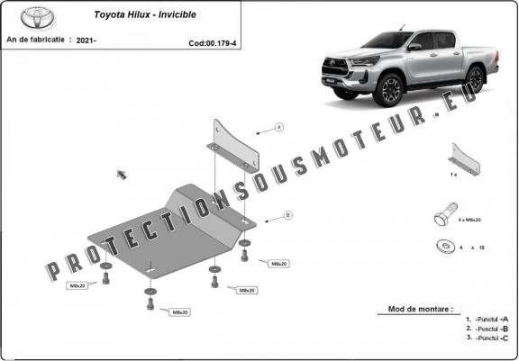 Cache de protection capteurs DPF Toyota Hilux - Aluminium