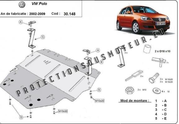 Cache sous moteur et de la boîte de vitesse Vw Polo - diesel