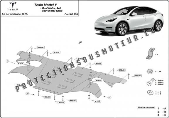 Protection moteur arrière pour Tesla Model Y AWD