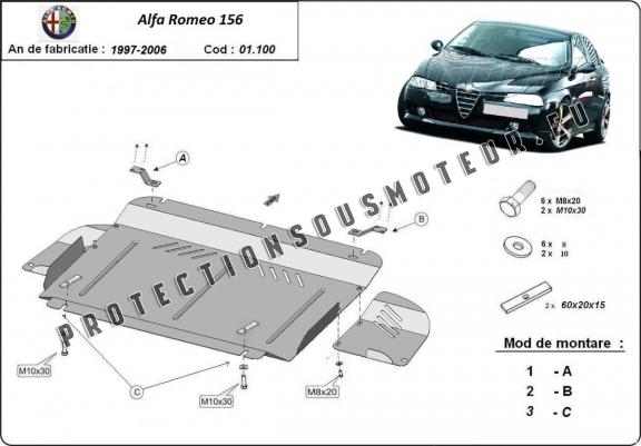 Cache sous moteur et de la boîte de vitesse Alfa Romeo 156