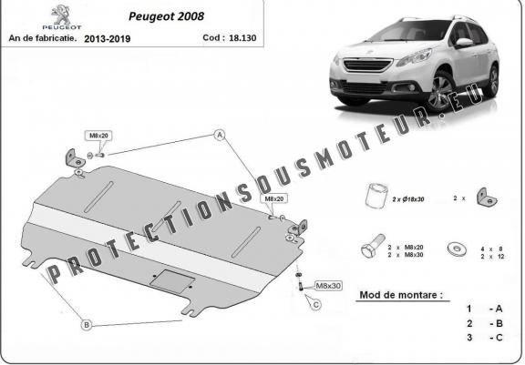 Cache sous moteur et de la boîte de vitesse Peugeot 2008