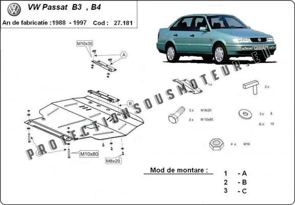 Cache sous moteur et de la boîte de vitesse Volkswagen Passat - B3, B4 