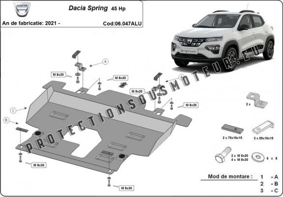 Cache sous moteur et de la boîte de vitesse Dacia Spring Aluminium