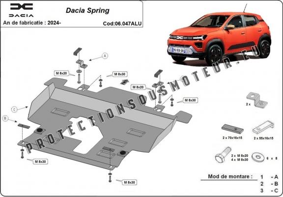 Cache sous moteur et de la boîte de vitesse Dacia Spring Aluminium